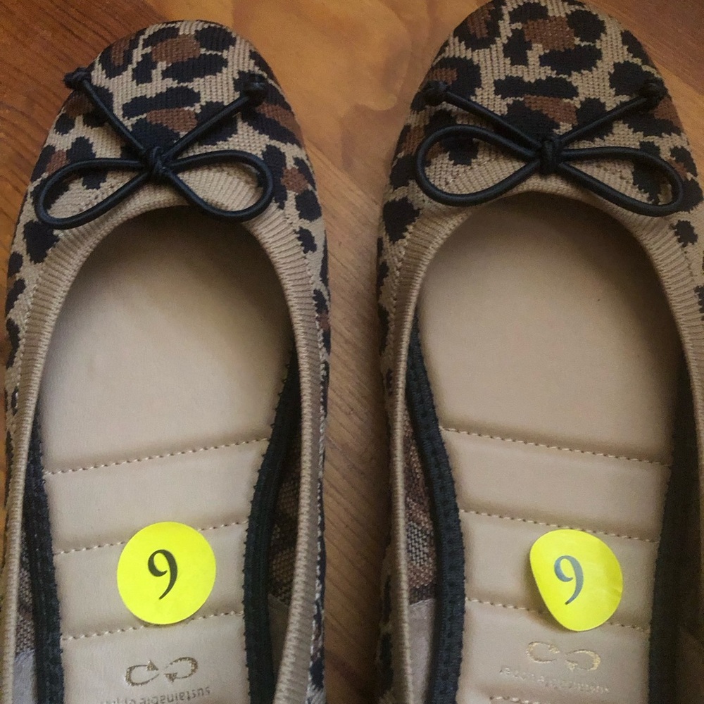 Me Too Leopard Print Flats with Black Bow